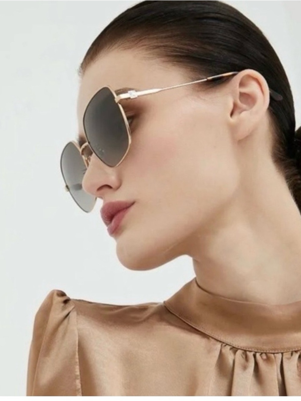 Jimmy Choo Gold Square Sunglasses with Gray Gradient Lenses